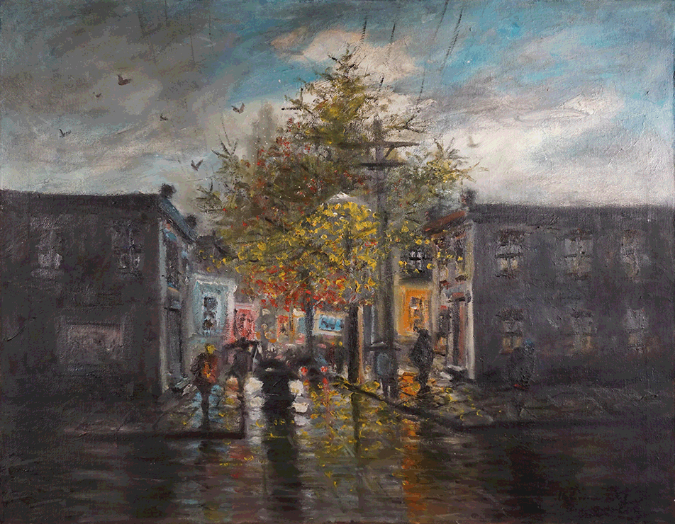 Rainy street scene, Center City